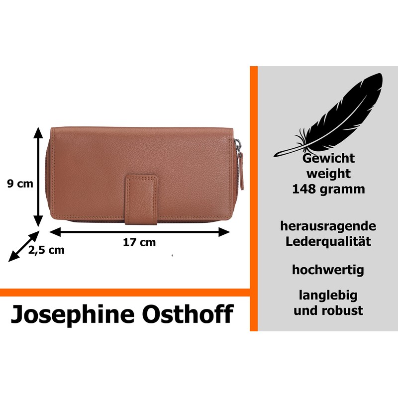 Josephine Osthoff Bremen Compact Genuine Leather Wallet with RFID Protection,