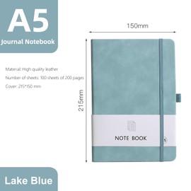 DOETYD A5 Journal Notebook 192 Pages 14.5 x 21cm Work Diary Book with Hardback Cover for Women and Men Office Home School (Lake Blue)
