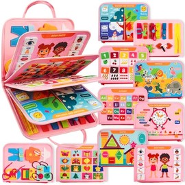 Clever Fox Play Busy Book for Toddlers 1-3 Year-Old – Baby Busy Board Book – Montessori Felt Activity Board for Learning Fine Motor Skills, Car Airplane Travel Toy – Birthday Gift for Girls Ages 1+