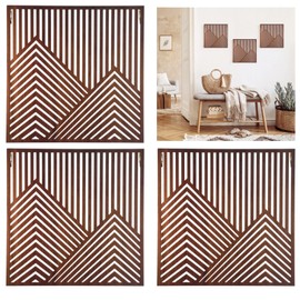 3 PCS Wood Wall Decorations, Hollow Out Wall Decor Wooden Wall Art, Geometric Patterns, Set of 3 Wall Sculptures, Easy Hanging, Modern Bohemian Style, 11.8 x 11.8 Inches