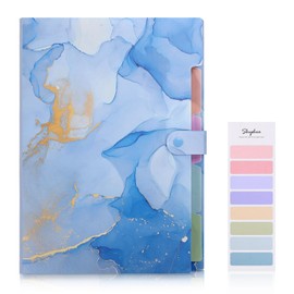 SKYDUE A4 Folder with Compartments, Document Folder A4 with Labels, Postal Folder Folder System, Expanding Folder A4 for Home, Office, School and Travel (Marbled Blue)