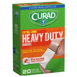 Curad Heavy Duty Bandage Extra Long Each .75 x 4.75 in Lenghts, Tan, 20 Count