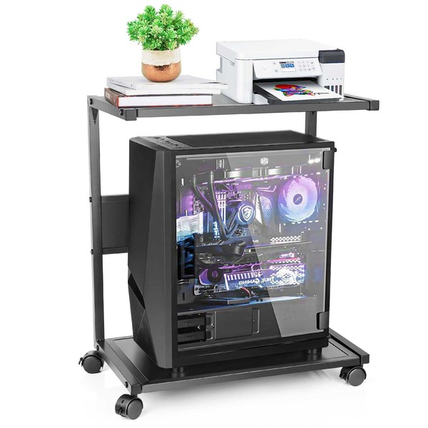 Bfttlity Computer Tower Stand, Iron PC Stand 2-Tier CPU Stand