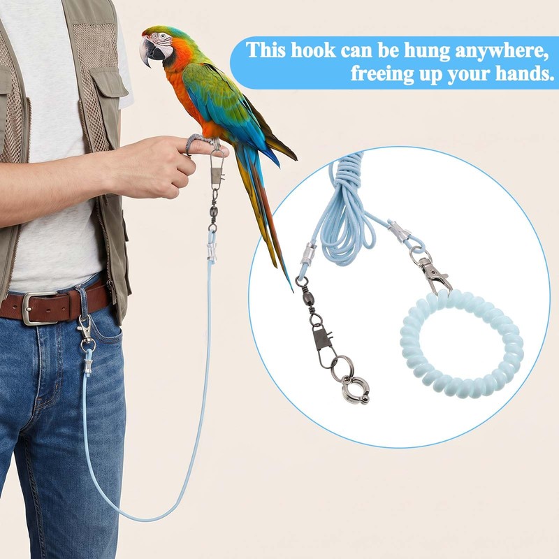 Bird Leash with 4 Different Size Foot Ring, Parrot Flying