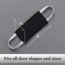 Nursery Door Cushion for Silence - Door Jammer Closer Latch Cover Solid with Strong Elastic Straps Door Covers for Universal Fits, Set of 3, 4x2 inches, Black