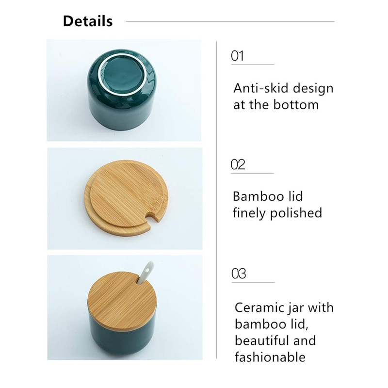 OnePine Set of 2 Sugar Bowl, 260ml Ceramic Spice Jar