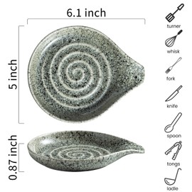 LAUCHUH Spoon Rest for Stove Top Cooking Spoon Holder for Kitchen Countertop Large Spatula Holder for Ladle, Spoons or Tong, Farmhouse Decor, Special Gray