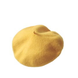 WeeH Beret Hat for Women Gril Winter Hats Wool Classic Vintage Beanie Cap, Yellow, One Size