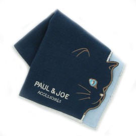 Paul & Joe ACCESSOIRES 107082-0502-62 Ladies Mini Gauze Handkerchief (Navy) Cat [100% Cotton] Women's Handkerchief, 7.9 inches (20 cm), beige