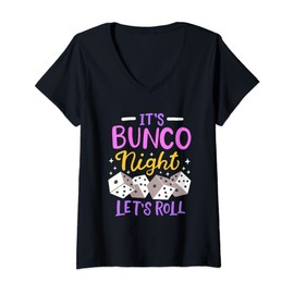 Womens It's Bunco Night Bunco V-Neck T-Shirt