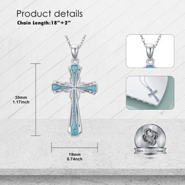 SIMONLY Turquoise Cross Necklace for Women 925 Sterling Silver Cross Pendant Necklace Western Turquoise Jewelry Religious Gifts