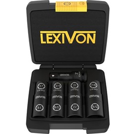 LEXIVON Lug Nut Impact Socket Set, 1/2-Inch Drive | Innovative 8-IN-4 Flip Socket Design, Covers Most Commonly Used Inch & Metric Wheel Nuts | Cr-Mo Steel = Full Impact Grade (LX-110)