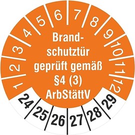 10 Test Labels Fire Door Tested §4 (3) ArbStättV 30 mm 2024-2029 Test Badges