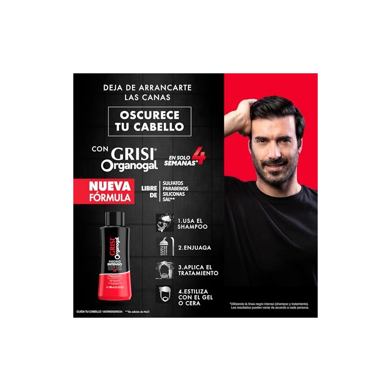 Shampoo Grisi Organogal negro intenso 400 ml