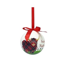 Royal Tara Highland Cow of Scotland Bauble Handcrafted Ornament Christmas Tree Decoration 2.95" Round