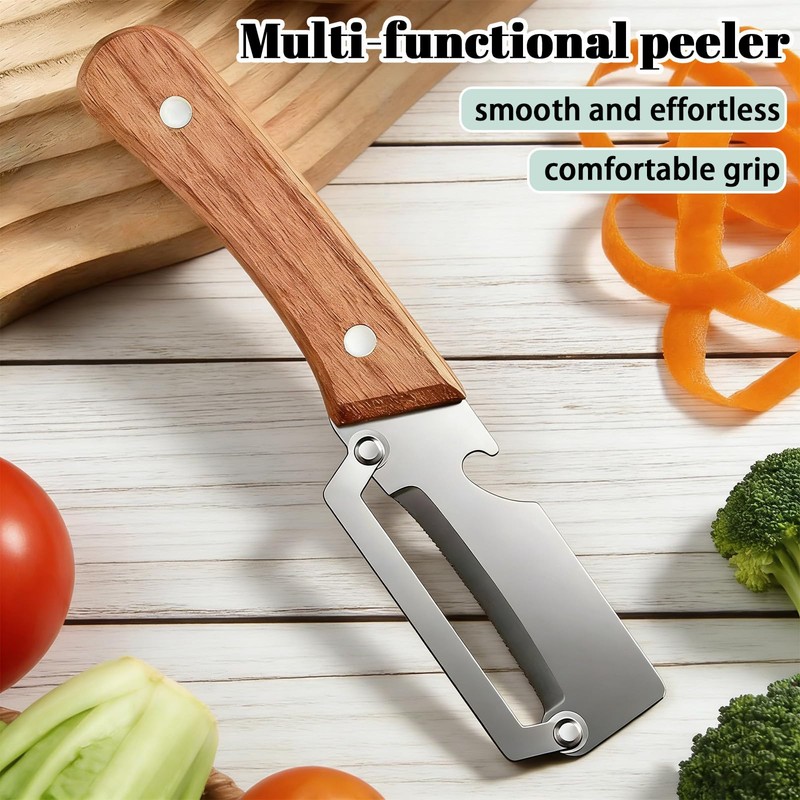 Multi-Functional Vegetable Peeler for Kitchen, Zero Snag Wooden Kitchen Tool,