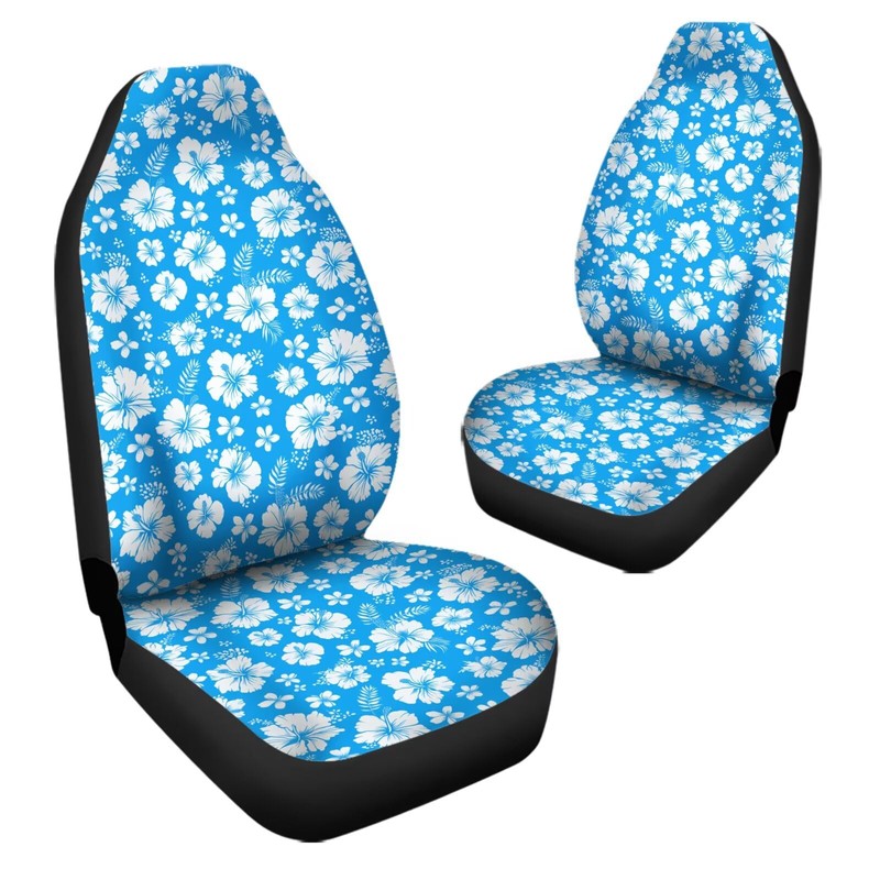 Jodoolang Blue Hibiscus Floral Front Car Seat Covers Only, 2pcs