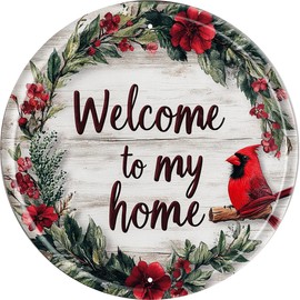 FWBOYSV Vintage Round Tin Welcome To My Home Sign Retro Metal Sign Suitable For Home - Multi-Purpose For Indoor/Outdoor Use Plaque 8x8 Inch