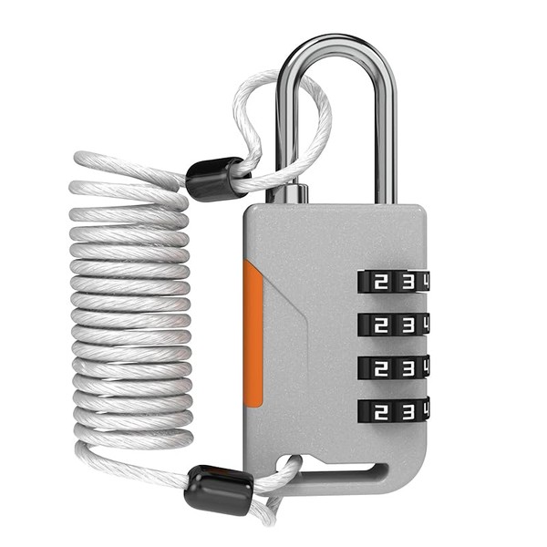 UP Security 4 Digit Combination Padlock with Retractable Cable (36in),