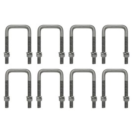 A.A Square U Bolt with Hardware for Boat Trailer, Galvanized Steel, 3/8" Diameter x 1-5/8" x 3-3/8"" for 1-1/2" Beam (8 Pack)