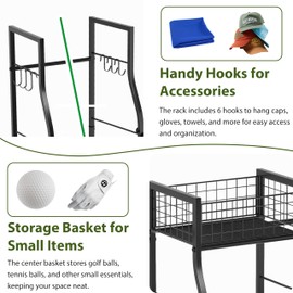 Jsskeeim Golf Bag Storage Organizer for Garage Organization, Golf Bag Stand for Golf Bag Accessories, Spacious Golf Rack for Golf Clubs & Golf Essentials, Ideal Golf Gifts for Men (Fits 2 Golf Bags)