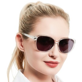 MARE AZZURO Round Reading Sunglasses Women Oversized UV Readers 100 125 150 175 200 225 250 275 300 350 400 (Transparent, 1.25)