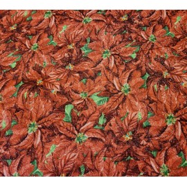 Studio e Christmas Wishes BTY Studio e Poinsettia Floral Silver Glitter Red