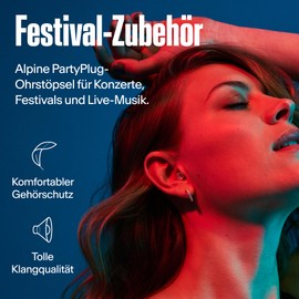 Alpine PartyPlug Ear Protection Earplugs for Concerts, Festivals, Music, Party & Disco - 19 dB Noise Protection - High Music Quality Reusable 3 Sizes (S/M/L), Transparent