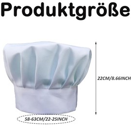 CPRNQY Pack of 4 Chef's Hat, Chef Costume Men, Professional Restaurant Cooking BBQ Baking, Adjustable Chef Costume, Chef's Hat for Men, Women, Hotel, Restaurant (White)