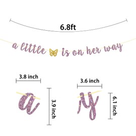 Purple Glitter A Little Butterfly is on Her Way Banner, Gender Reveal Baby Shower Banner, Girl's Baby Shower Party Decorations