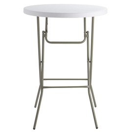 PRO&Family 32" Round Granite White Heavy Duty Blow Molded Bar Height Plastic Folding Table Perfect for Indoor, Outdoor, Wedding, Restaurant, School, Hospital, Backyard, Garden, Office