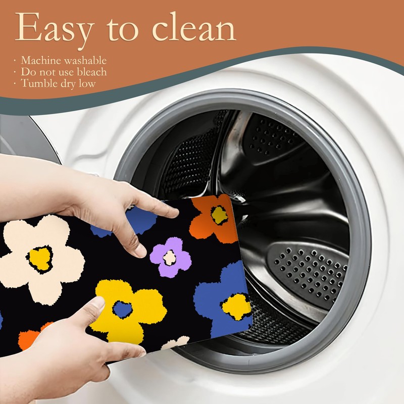 UIUPRO Retro Groovy Hippie Boho Dish Drying Rack Mat for