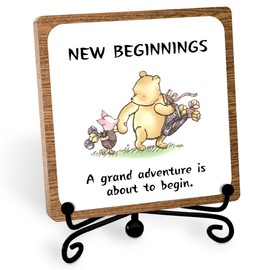 Winnie Inspirational Desk Sign, New Beginning Winnie Gifts for Women Men, Motivational Table Decorations Supplies, Positive Winnie Desk Cubicles Accessories