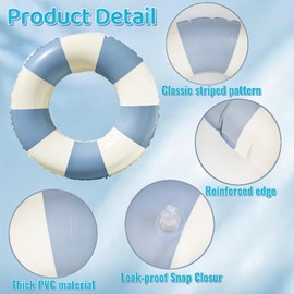 Windfromort - Swimming Ring - Set - Adult Swimming Ring - Environmentally Friendly PVC - Material, Robust and Durable, with Blue Check Pattern, Ideal for Pool Parties, Beach Trips and Summer