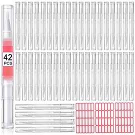 Beaufun 42pcs Cuticle Oil Pen Empty for Nails with 3pcs Stickers 3ML Transparent Twist Pen for Cuticle Oil Applicators Lip Gloss Tube Cosmetic Containers Eyelash Growth Liquid Tube