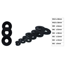 Nylon Black Penny Washers Plastic Repair Washer M3 M4 M6 M8 M10 M12 - Pack of 6 (M4 x 12mm)