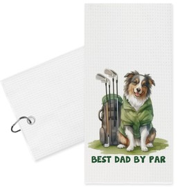 BCUANGD Dog Golf Towel - Retro Puppy Dog Pet Golf Bag Accessories Towel, Trendy Preppy Disc Weave Waffle & Ball Towels with Carabiner Clip Birthady Gifts for Golfer Women Kids, 16"x24"
