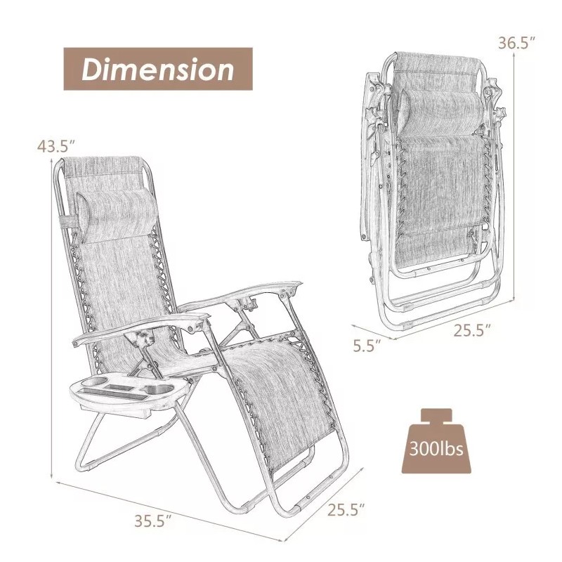 Costway Outdoor Garden Folding Reclining Beach Zero Gravity Patio Chaise