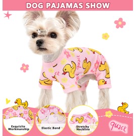 Dog Pajamas Summer Dog Clothes for Small Medium Dogs Boy Girl Dog Pjs Cute Doggie Onesie Breathable Puppy Clothes Soft Stretchy Cat Pet Outfit (Yellow, X-Large)