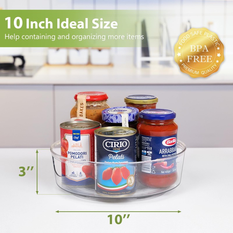 Guzon 4 Pack Lazy Susan Turntable for Cabinet, 10 Inch