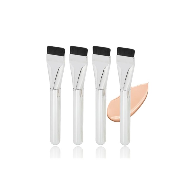 4 Brochas de Maquillaje para Base de Hoja Súper Fina,