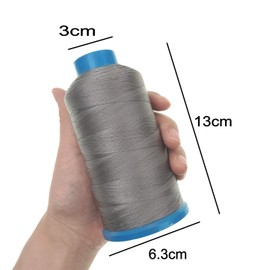 JZK 1500 Yard T70 69# Grey Strong Durable Bonded Nylon Sewing Thread for Upholstery Leather Jeans Canvas Carpet Curtain Beading for Industrial Machine, overlock, Hand Sewing