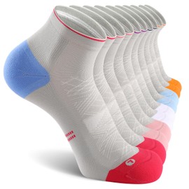 CS CELERSPORT 5 Pairs Ankle Compression Socks for Men and Women Running Athletic Socks, Grey Mixed (5 Pairs), Large/X-Large