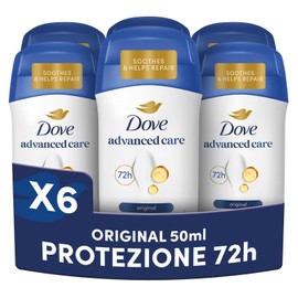 Dove Deodorante Stick Original, Deodorante Antitraspirante in Stick, Protezione Fino a 72 Ore, con Pro-Ceramide Technology e Ingredienti Idratanti, Deodorante Uomo e Donna, 6 Pezzi da 50ml