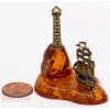 Solid Brass Amber Figurine Caravel Frigate Ship and light house