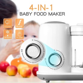 Baby Food Maker, 4 in 1 Baby Food Processor and Steamer, Puree Blender, Multifunctional Baby Puree Maker, Dishwasher Safe, WhiteColor: White