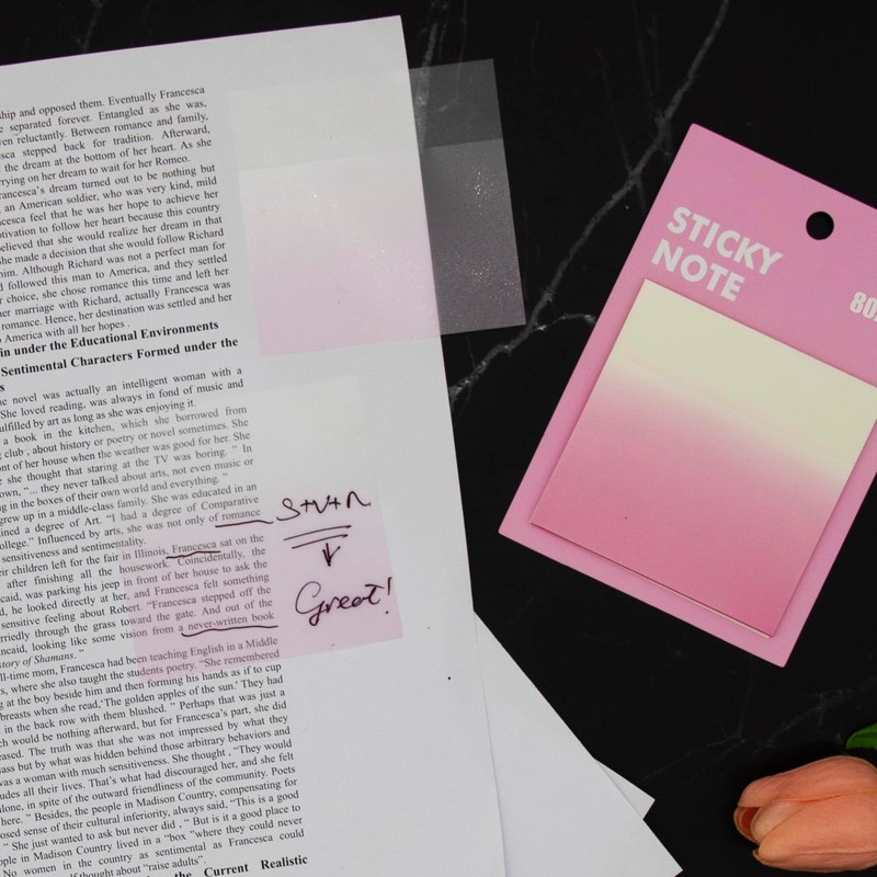 Gradient Transparent Sticky Notes, 8x8 cm See Through Notes for