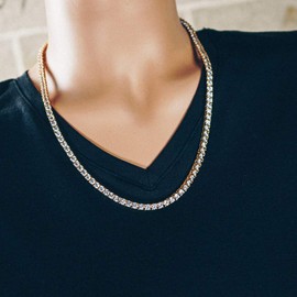 NIV'S BLING - 4mm Lab Diamond Tennis Chain for Men and Women | 18k Gold Plated 1 Row Cubic Zirconia Hip Hop Jewelry Necklace