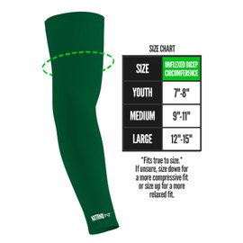 Nxtrnd Air-TEK Arm Sleeves, Breathable Football Arm Sleeves, Compression Arm Sleeves for Men, Sold as a Pair (Large, Dark Green)