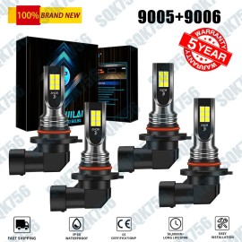 Unbranded 9005 9006 LED Headlights Kit Combo Bulbs 6500K High Low Beam Super White Bright
